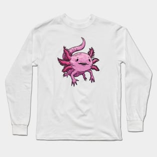 Cute Swimming Axolotl Sketch Long Sleeve T-Shirt